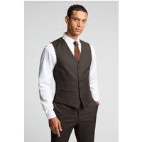 FARAH Men's Slim Fit Chocolate Flannel Waistcoat in Brown | Size: 40R