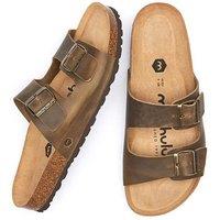 Moshulu Men's 'Munich Waxy' Slip On Mule Cork Sandals in Khaki | Size: 10