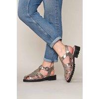 Moshulu Women's Kynance' Fisherman Sandals in Metallic Silver | Size: 7