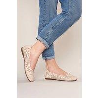 Moshulu Women's 'Senara' Punched Pattern Ballerina Pumps in Light Beige | Size: 7