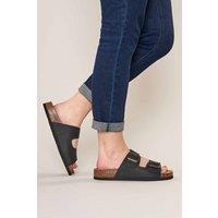 Moshulu Women's 'Bavaria Waxy' Cork Footbed Sandals in Black | Size: 6