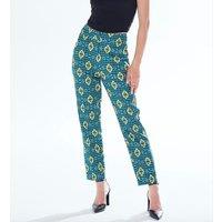 African Print Suit Trousers in Green, Yellow & Navy