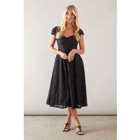 Wallis Women's Petite Lace Sweetheart Neck Midaxi Dress in Black | Size: 10