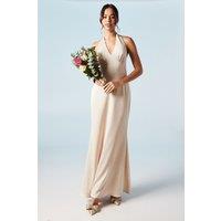 Coast Women's Halterneck Satin Bridesmaid Dress in Champagne | Size: 18