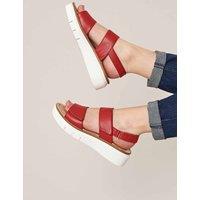 Moshulu Women's 'Hallsands' Leather Platform Sandals in Red | Size: 5