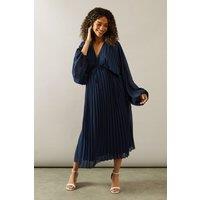 Pleat Detail Midi Dress