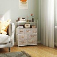 HOMCOM Bedroom Chest of Drawers 7 Drawer Dresser w/ Shelves in Natural