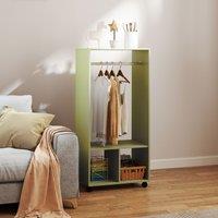 HOMCOM Mobile Open Wardrobe Clothes Rail Storage Shelves Small Bedroom Green