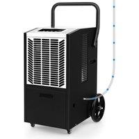 Gymax Rolling Commercial Dehumidifier 66 L/Day With Pump 4 Wheels Drain Hose in White