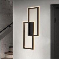 Living and Home Modern Industrial Double Rectangular Wall Light in Textured in Black