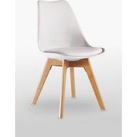 Life Interiors Single Scandinavian Dining Chair with Leather Cushions Solid Wood Legs in White