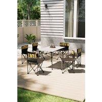 H&O Direct 7Pcs Folding Outdoor Camping Dining Table & Chairs Set with Carrying Bag in Black