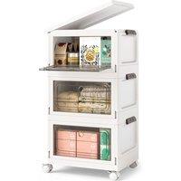 Costway 3-Pack Stackable Storage Bins 75L Collapsible Storage Boxes-White in White