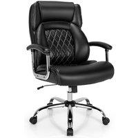 Costway PU Leather Office Chair Padded Modern Executive Chair Ergonomic Computer Desk in Black