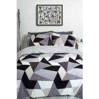 OHS Shapes Teddy Duvet Cover Pillowcase Bedding Set in Light Grey | Size: King