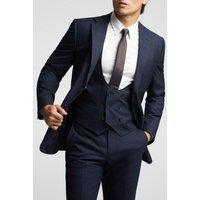 Alex Men's Textured Check Tailored Fit Suit Jacket in Navy | Size: 46R