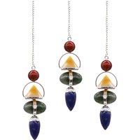KDMD Women's Four Elements Gemstone Pendulum - Red Jasper, Yellow Adventurine, Moss Agate, Sodalite & Moonstone