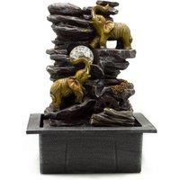 KDMD Tabletop Water Feature - 35cm - Elephants, Crystal Ball & Water Wheel in Yellow