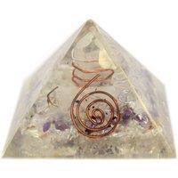 KDMD Med Orgonite Pyramid 55mm Gemchips & Copper in White
