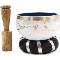 KDMD Yoga Moves Singing Bowl Set- White/Blue 10.7cm in Blue