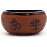 KDMD Earth Powder Singing Bowl - Clay Om Buddha - 16cm in Maroon