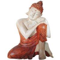 KDMD Hand Carved Buddha Statue - 25cm Thinking in Brown