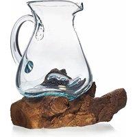 KDMD Molten Glass on Wood- Water Jug in Brown