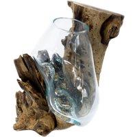KDMD Molten Glass on Wood - Hanging Bowl in Brown