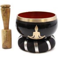 KDMD Buddha Singing Bowl Set- Black/Orange 10.7cm in Black