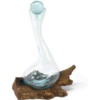 KDMD Molten Glass on Wood - Wine Decanter in Brown