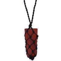 KDMD Women's Laced Gemstone Flat Point Pendant - Red Jasper in Maroon