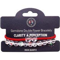 KDMD Women's Gemstone Double Power Bracelets- Rock Quartz in White
