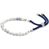 KDMD Women's 925 Silver Plated Gemstone Navy String Bracelet - White Howlite