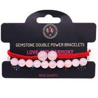 KDMD Women's Gemstone Double Power Bracelets- Rose Quartz in Pink