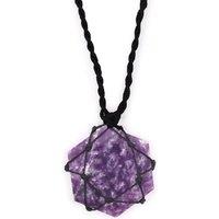 KDMD Women's Laced Gemstone Hexagon Pendant - Lepidolite in Purple
