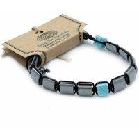 KDMD Women's Magnetic Hematite Shamballa Bracelet - Turqoise Cuboids in Black