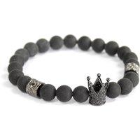 KDMD Women's Crystal Crown / Black Agate - Gemstone Bracelet in Grey
