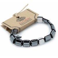 KDMD Women's Magnetic Hematite Shamballa Bracelet - Rose Cuboids in Black