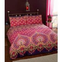 Rapport Home Asha Polycotton Duvet Cover Set With Pillowcase in Red | Size: Double