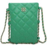 Fontanella Fashion Women's Clover Quilted Diamond Patterned Mini PU Leather Vertical Crossbody Bag in Emerald