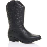 AJVANI Women's Low Cuban Heel Embroidered Cowboy Western Boots in Black | Size: 8