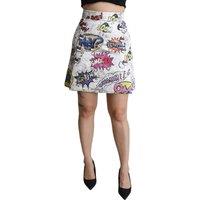Comic Print Mini Skirt Aline Wo - White