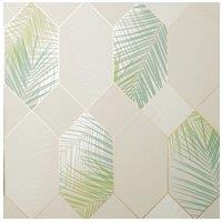 Fine Dcor Miami Geometric Leaf Wallpaper in Natural