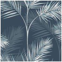 Fine Dcor South Beach Palm Leaf Wallpaper in Navy