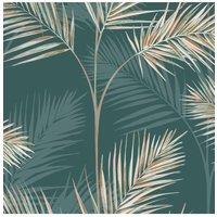 Fine Dcor South Beach Palm Leaf Wallpaper in Green