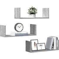 Wall Shelves 3 pcs Grey Sonoma 58x18x18 cm Engineered Wood
