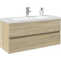 Berkfield Home 2 Piece Bathroom Furniture Set Ceramic & Engineered Wood in Brown