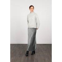 Sarta Women's Metallic Grey Silky Midi Slip Skirt Silver Pewter | Size: Medium