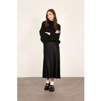 Sarta Women's Cassie Silky Midi Slip Skirt - Black | Size: Medium