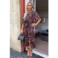 AX Paris Women's Multi Print Batwing Top Wrap Skirt Midi Dress | Size: 8